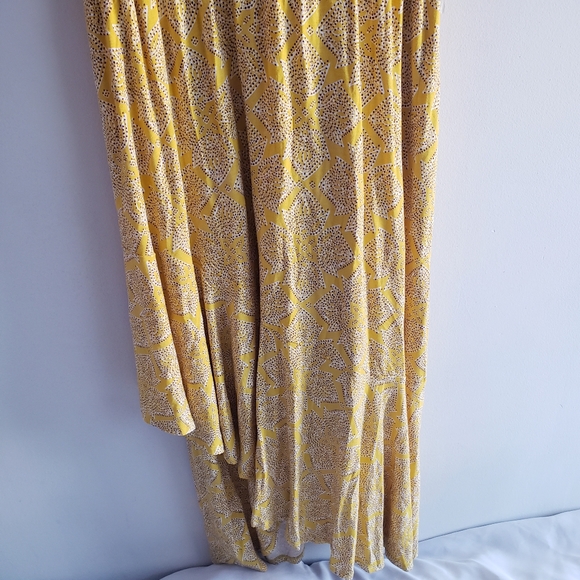Anthropologie Long Maeve Print Fete Midi Dress Large Yellow summer Spring Dinner - Picture 10 of 14